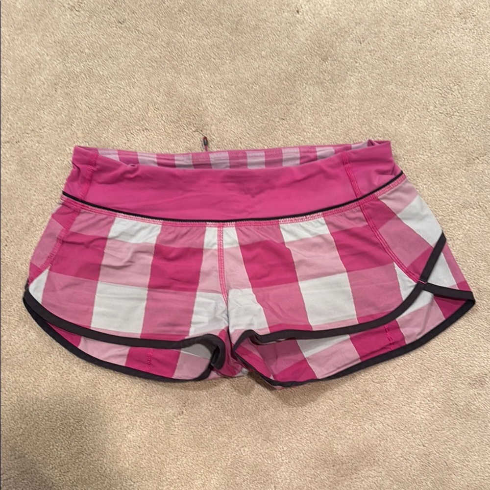 lululemon athletica Pink and White Striped Athletic Shorts